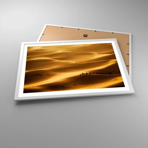 Poster in white frmae - Caravan on the Waves of a Desert - 70x50 cm