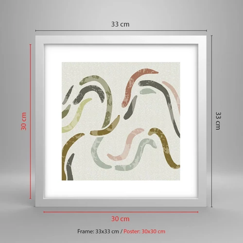 Poster in white frmae - Cheerful Dance of Abstraction - 30x30 cm