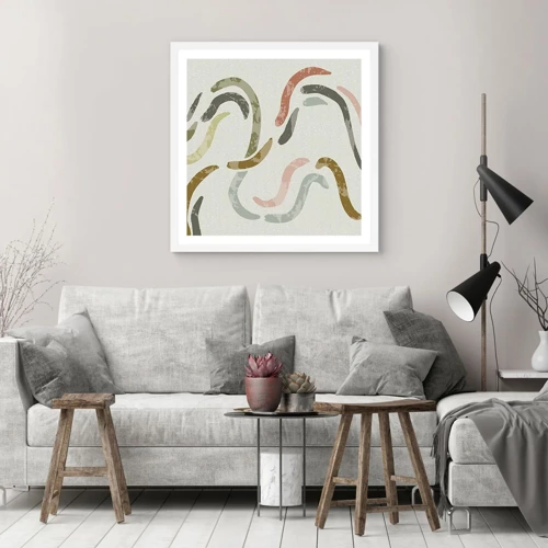 Poster in white frmae - Cheerful Dance of Abstraction - 30x30 cm