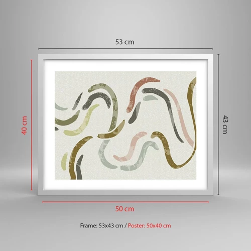 Poster in white frmae - Cheerful Dance of Abstraction - 50x40 cm