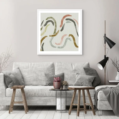 Poster in white frmae - Cheerful Dance of Abstraction - 60x60 cm