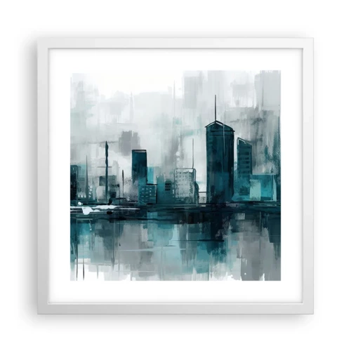 Poster in white frmae - City in the Colour of Rain - 40x40 cm