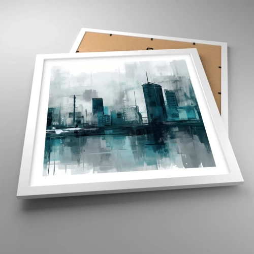 Poster in white frmae - City in the Colour of Rain - 40x40 cm