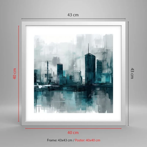 Poster in white frmae - City in the Colour of Rain - 40x40 cm