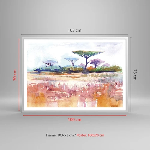 Poster in white frmae - Colour of Savannah - 100x70 cm