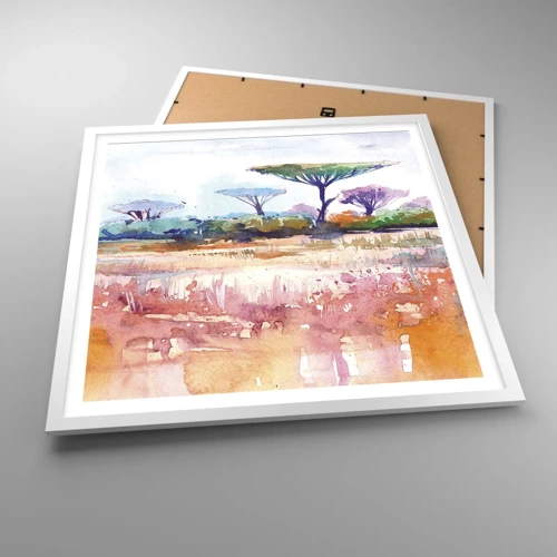 Poster in white frmae - Colour of Savannah - 60x60 cm