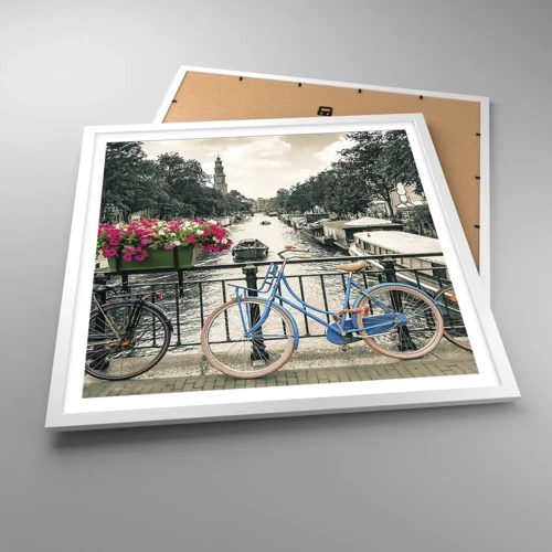 Poster in white frmae - Colour of a Street in Amsterdam - 60x60 cm