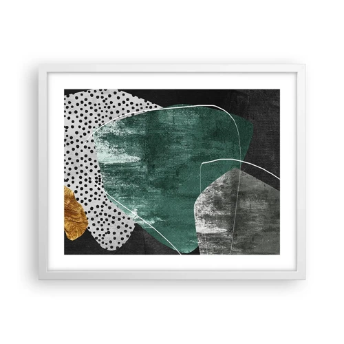 Poster in white frmae - Colourful Abstract with a Golden Petal - 50x40 cm