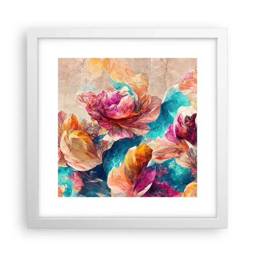 Poster in white frmae - Colourful Splendour of a Bouquet - 30x30 cm