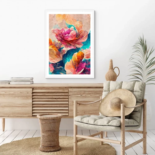 Poster in white frmae - Colourful Splendour of a Bouquet - 30x40 cm