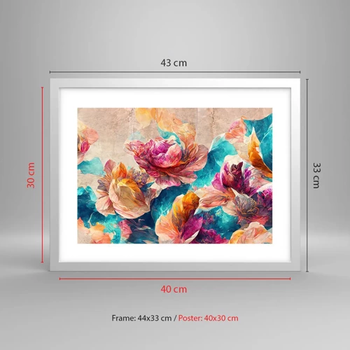 Poster in white frmae - Colourful Splendour of a Bouquet - 40x30 cm