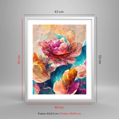 Poster in white frmae - Colourful Splendour of a Bouquet - 40x50 cm