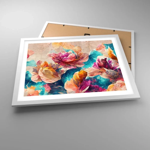 Poster in white frmae - Colourful Splendour of a Bouquet - 50x40 cm