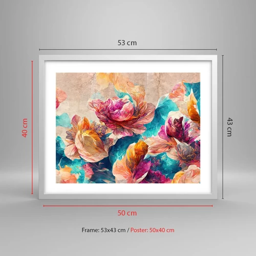 Poster in white frmae - Colourful Splendour of a Bouquet - 50x40 cm