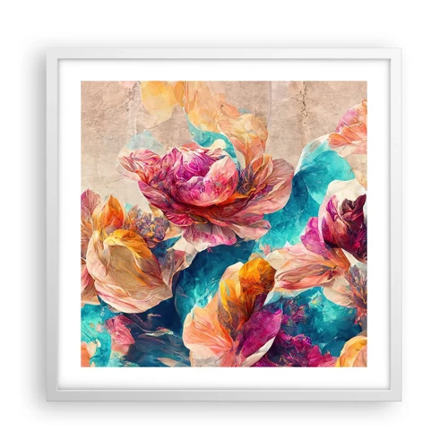 Poster in white frmae - Colourful Splendour of a Bouquet - 50x50 cm