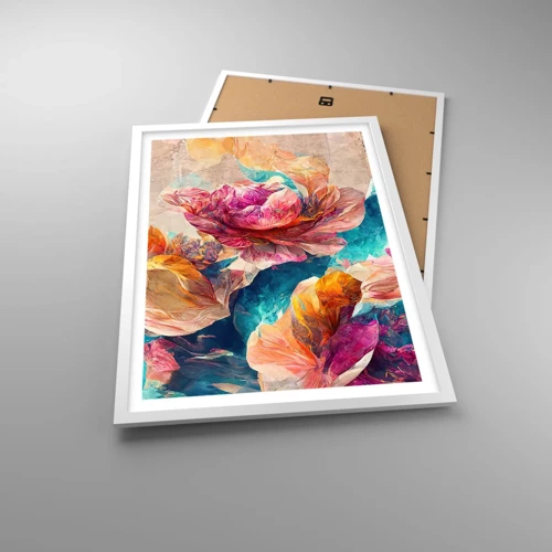 Poster in white frmae - Colourful Splendour of a Bouquet - 50x70 cm