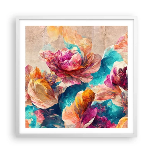 Poster in white frmae - Colourful Splendour of a Bouquet - 60x60 cm