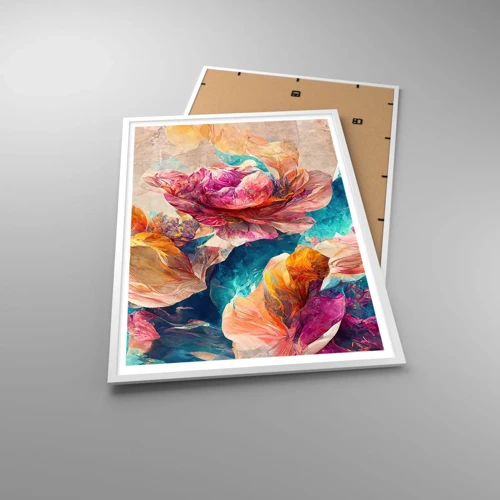 Poster in white frmae - Colourful Splendour of a Bouquet - 70x100 cm