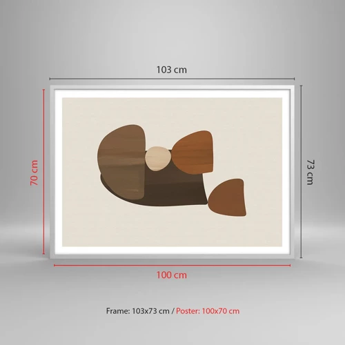 Poster in white frmae - Composition in Brown - 100x70 cm