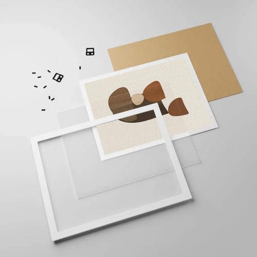 Poster in white frmae - Composition in Brown - 100x70 cm