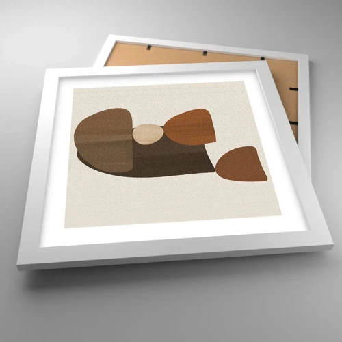 Poster in white frmae - Composition in Brown - 30x30 cm