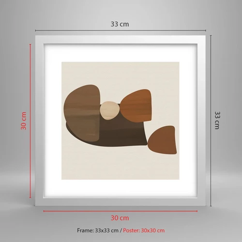 Poster in white frmae - Composition in Brown - 30x30 cm