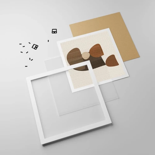 Poster in white frmae - Composition in Brown - 30x30 cm