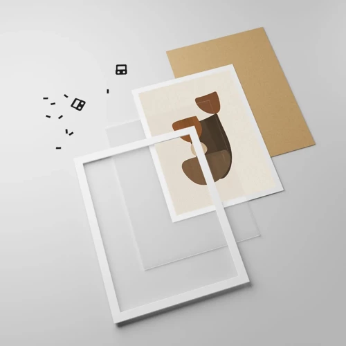 Poster in white frmae - Composition in Brown - 30x40 cm