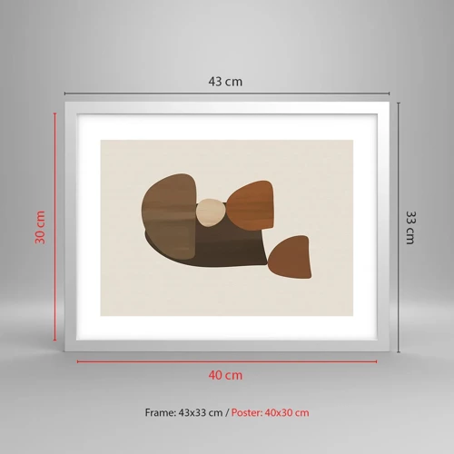 Poster in white frmae - Composition in Brown - 40x30 cm