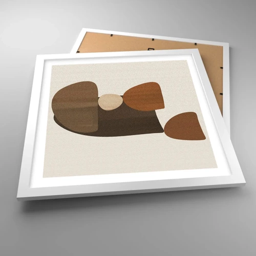 Poster in white frmae - Composition in Brown - 40x40 cm