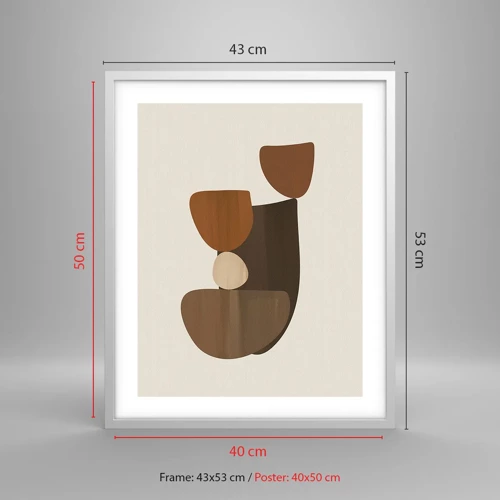Poster in white frmae - Composition in Brown - 40x50 cm