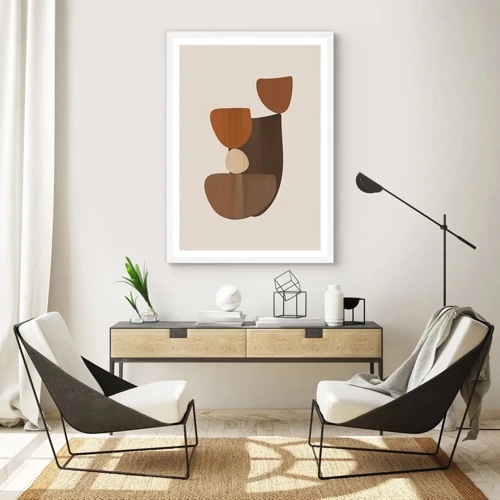 Poster in white frmae - Composition in Brown - 40x50 cm