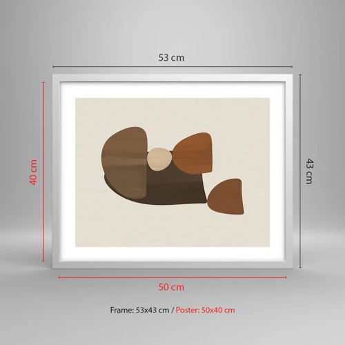 Poster in white frmae - Composition in Brown - 50x40 cm