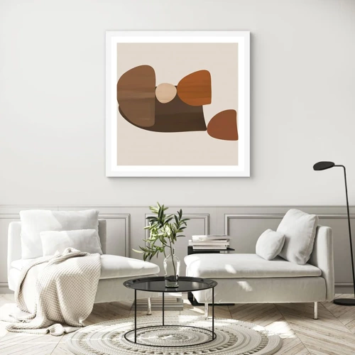 Poster in white frmae - Composition in Brown - 60x60 cm