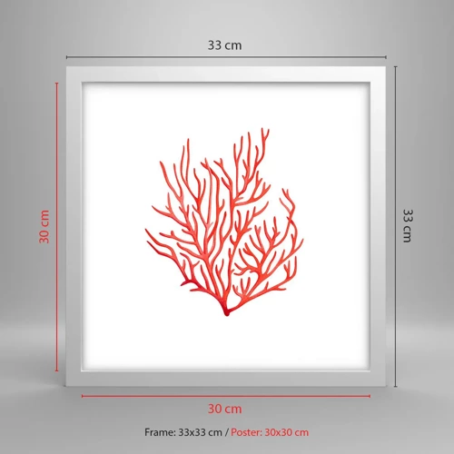 Poster in white frmae - Coral Filigree - 30x30 cm