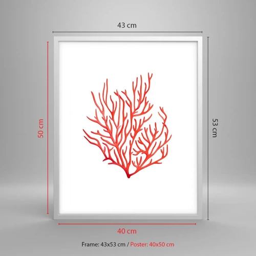 Poster in white frmae - Coral Filigree - 40x50 cm