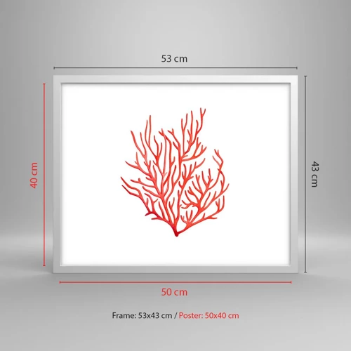 Poster in white frmae - Coral Filigree - 50x40 cm