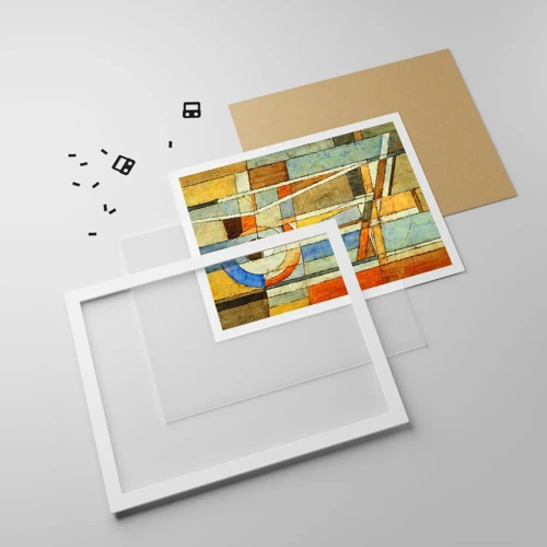 Poster in white frmae - Cubism on a Construction Site - 40x30 cm