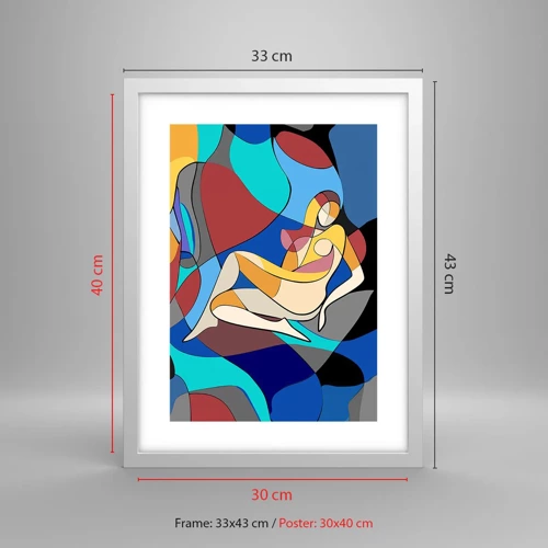 Poster in white frmae - Cubist Nude - 30x40 cm