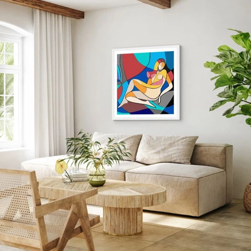 Poster in white frmae - Cubist Nude - 60x60 cm