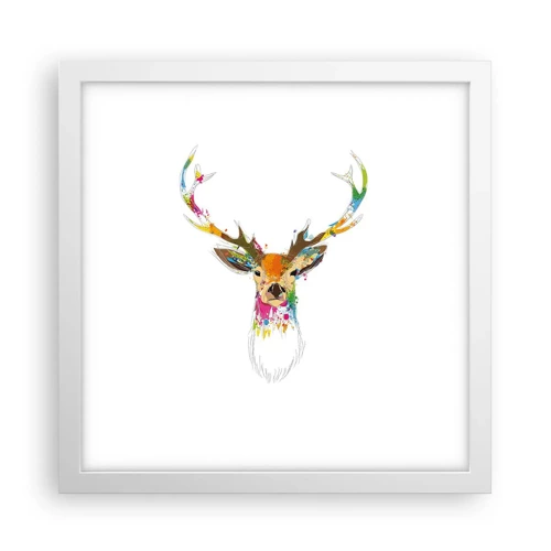 Poster in white frmae - Deer Bathed in Colour - 30x30 cm