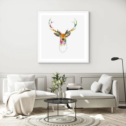 Poster in white frmae - Deer Bathed in Colour - 30x30 cm