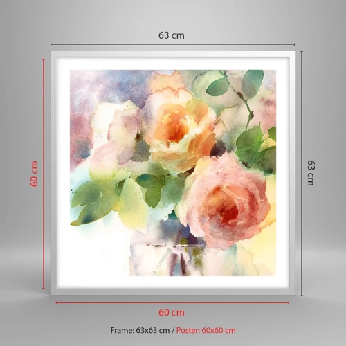 Poster in white frmae - Delicate Like Watercolour - 60x60 cm