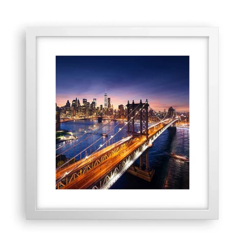 Poster in white frmae - Down the Illuminated Bridge - 30x30 cm