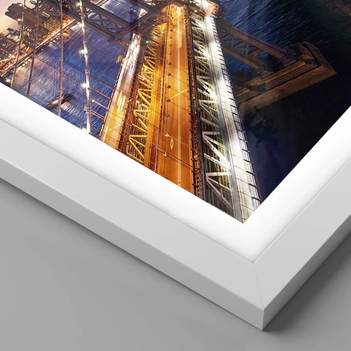 Poster in white frmae - Down the Illuminated Bridge - 30x30 cm