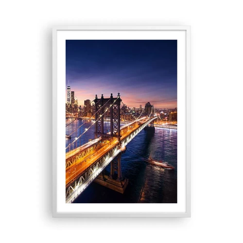 Poster in white frmae - Down the Illuminated Bridge - 50x70 cm