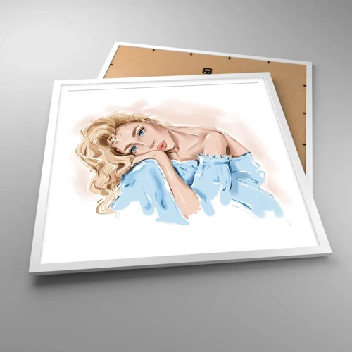 Poster in white frmae - Dreamy in Blue - 60x60 cm