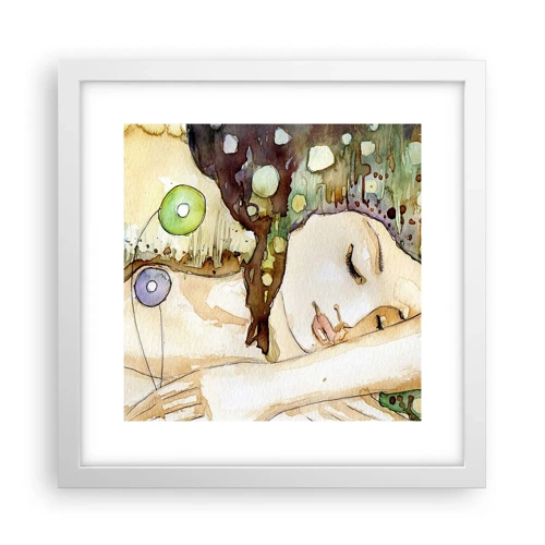 Poster in white frmae - Emerald and Violet Dream - 30x30 cm