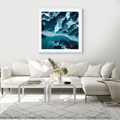 Poster in white frmae - Envelopped by Waves - 40x40 cm