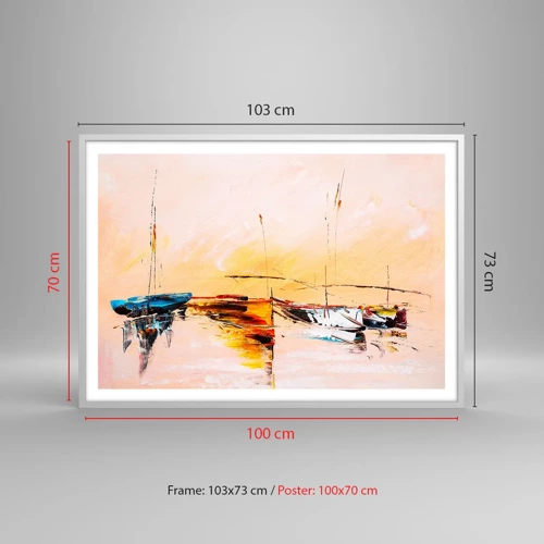 Poster in white frmae - Evening at the Harbour - 100x70 cm